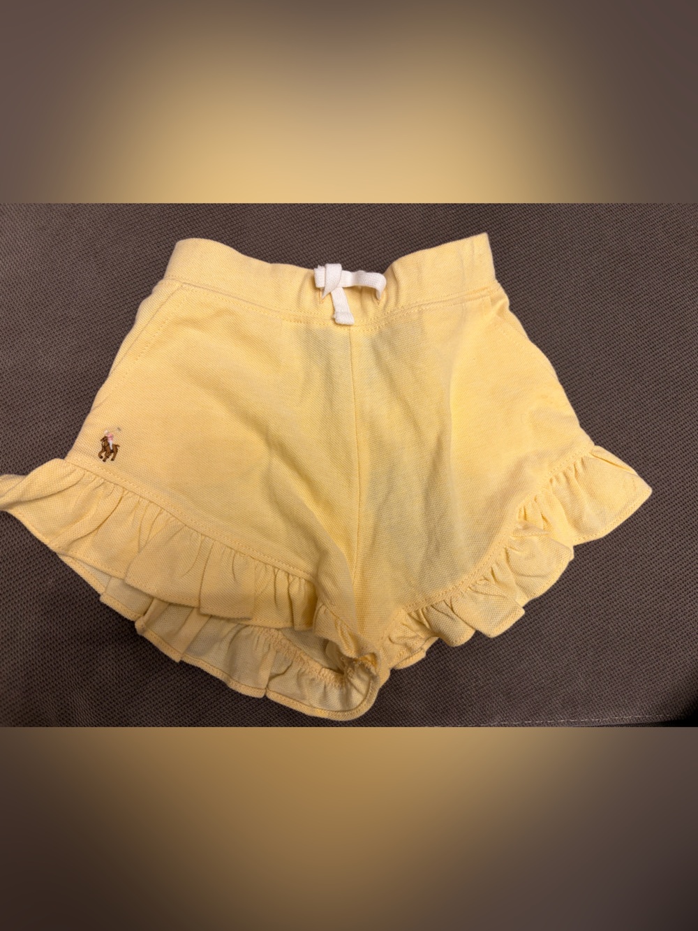 Ralph Lauren Yellow Knit Toddler Shorts with Embroidered Pony